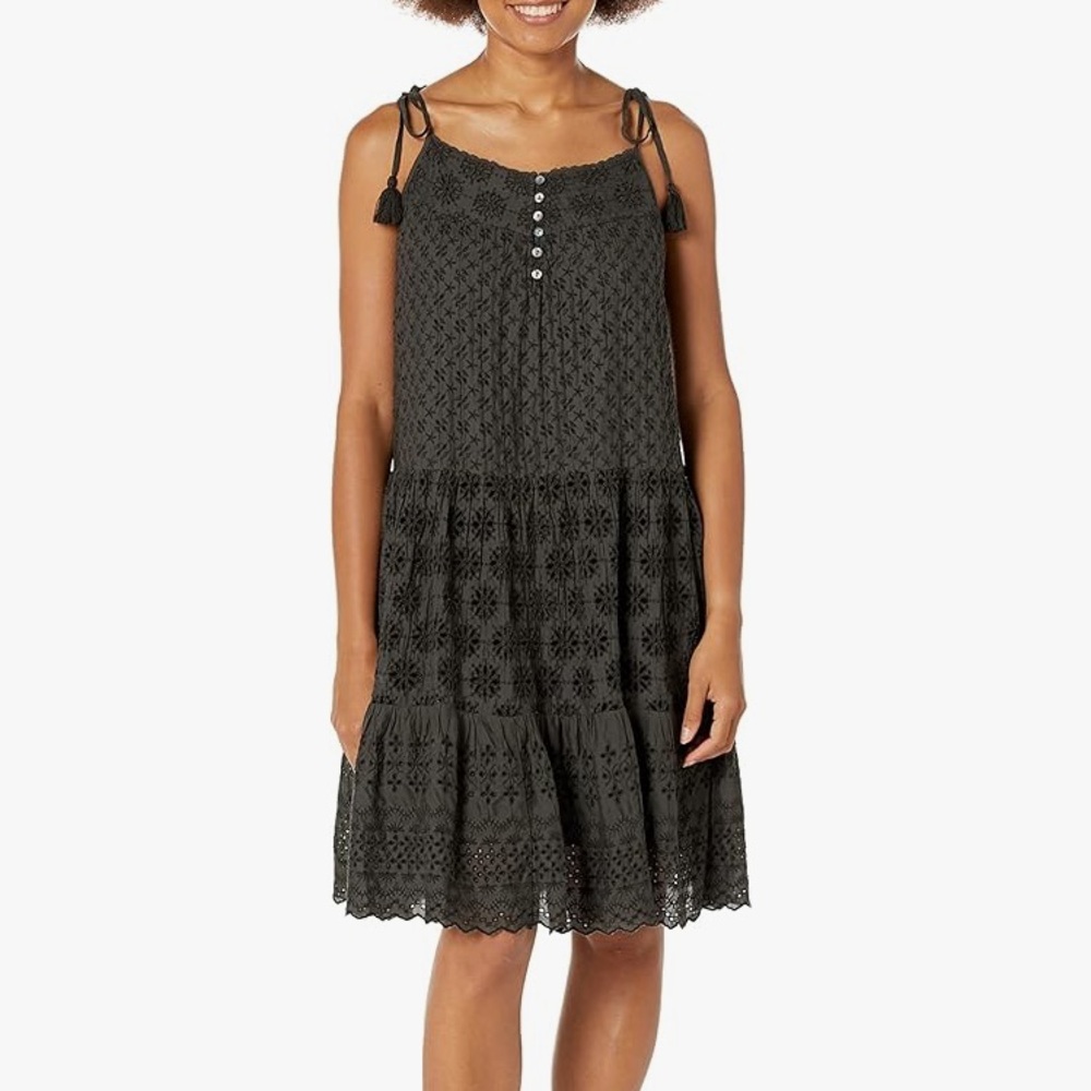 NWT Lucky Brand Tie Sleeve Tiered Eyelet Dress Sz XXL